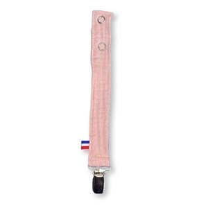 Attache tétine en coton bio teddy rose
