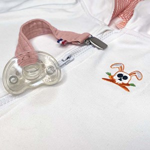 Attache tétine en coton bio teddy rose