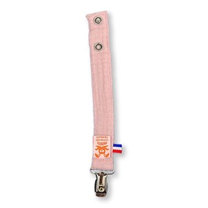 Attache tétine en coton bio teddy rose