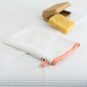 Gant de toilette en coton bio blanc