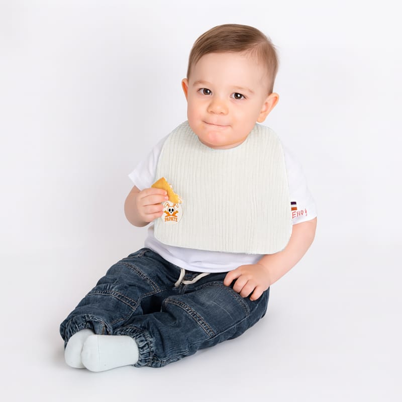 Bavoir en coton bio blanc (Papate) - Image 3