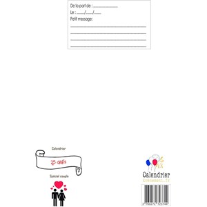 Calendrier couple mon chéri 25 défis