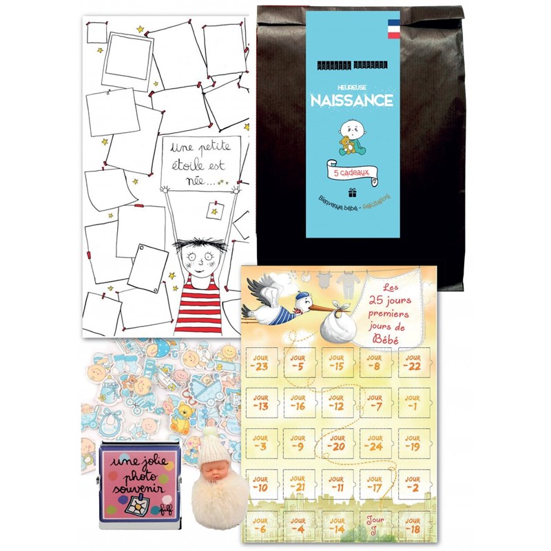 Calendrier Evènement - Pochette surprise naissance 5 cadeaux