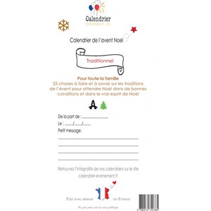 Calendrier de l'avent noel traditionnel