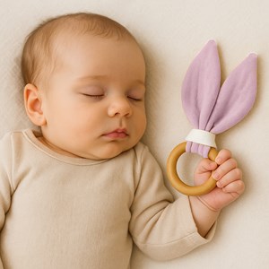 Anneau de dentition en coton bio rose