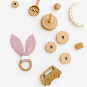 Anneau de dentition en coton bio rose