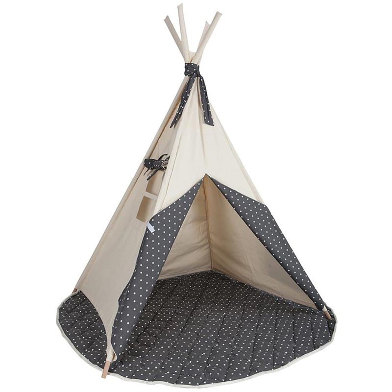 Tipi enfant beige stars gris (Wookids) - Image 3