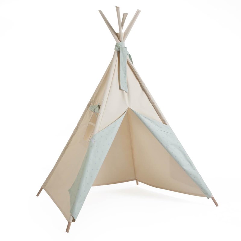 Tipi enfant beige stars vert (Wookids) - Image 2