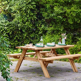 Table de pique-nique en bois 6 places