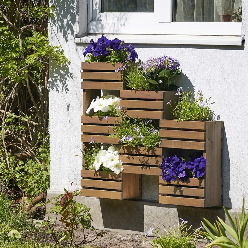 Cémonjardin - Etagère à plantes murale en bois 7 bacs