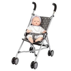 Poussette pour poupée stars gris