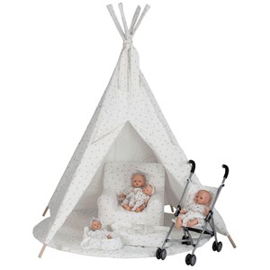 Couffin poupée 36 cm stars blanc