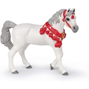 Figurine cheval arabe blanc en tenue de