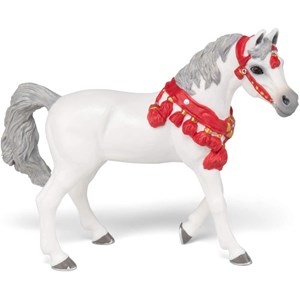 Figurine cheval arabe blanc en tenue de