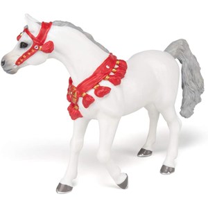 Figurine cheval arabe blanc en tenue de