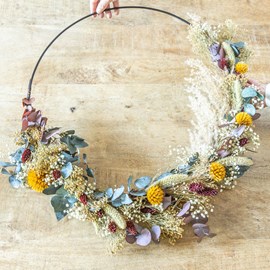Couronne murale de fleurs séchées hector