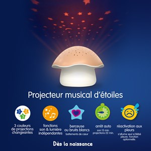 Projecteur d'étoiles champignon rose