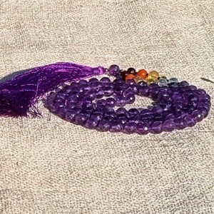 Mala yoga méditation améthyste facettée