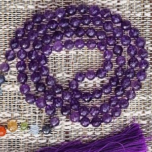 Mala yoga méditation améthyste facettée