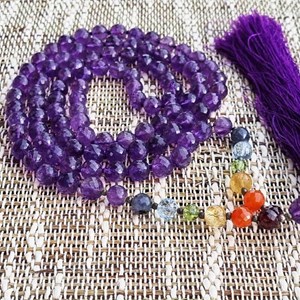 Mala yoga méditation améthyste facettée
