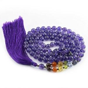 Mala yoga méditation améthyste facettée
