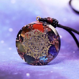 Orgonite méditation 7 chakras obsidienne