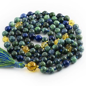 Collier mala chrysocolle citrine 8 mm