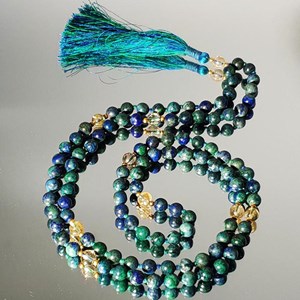 Collier mala chrysocolle citrine 8 mm