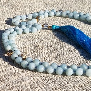 Mala yoga méditation aigue-marine aa