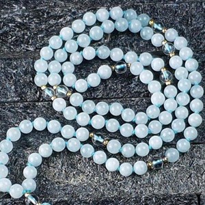 Mala yoga méditation aigue-marine aa
