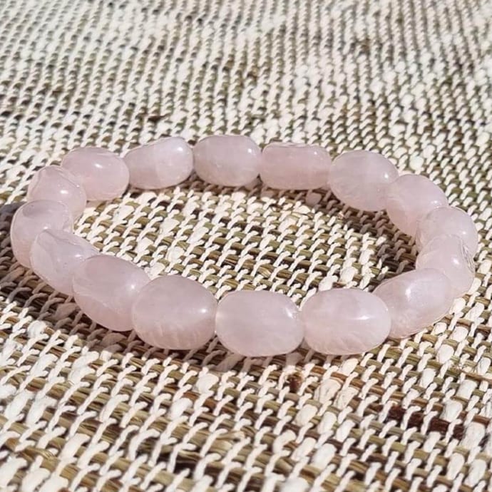 Bracelet 3 Rangs En Quartz Rose Naturel - Perles Rondelles à Facettes - Longueur 8 Pouces - Neuf
