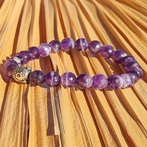 Bracelet yoga bouddha améthyste facettée