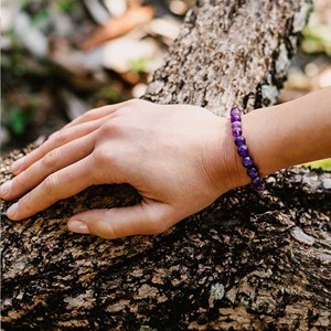 Bracelet yoga bouddha améthyste facettée