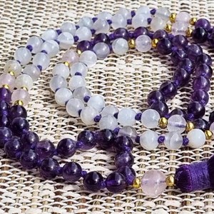 Mala yoga méditation lune-améthyste