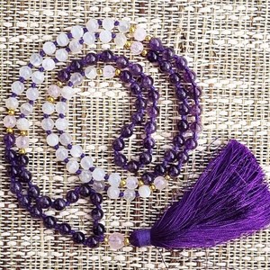 Mala yoga méditation lune-améthyste