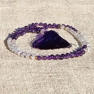 Mala yoga méditation lune-améthyste