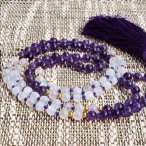 Mala yoga méditation lune-améthyste