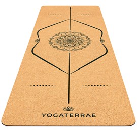 Tapis yoga liège mandala 183x66 + sangle
