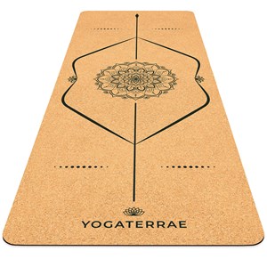 Tapis yoga liège mandala 183x66 + sangle