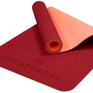 Tapis yoga bordeaux corail tpe + sangle