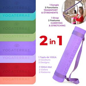 Tapis de yoga tpe antidérapant + sangle