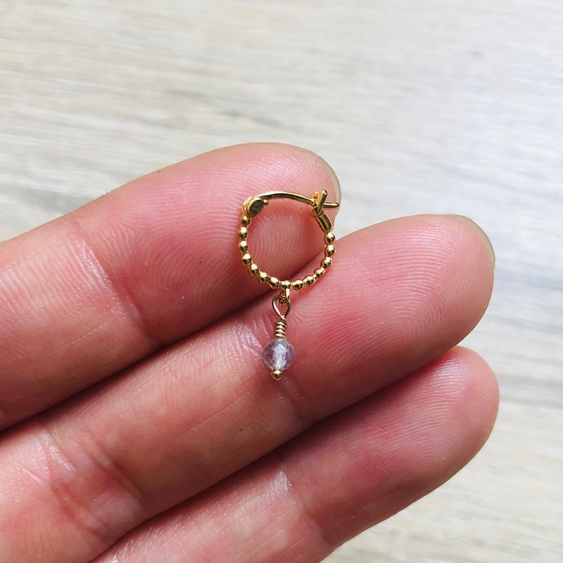 Mini créole boule labradorite grise or