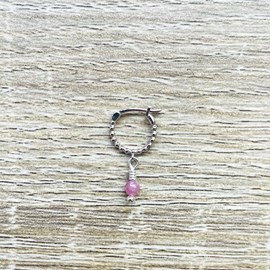 Mini créole boule tourmaline rose argent