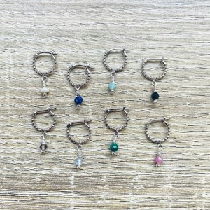 Mini créole boule tourmaline rose argent