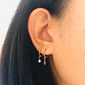 Mini créole boule tourmaline rose argent