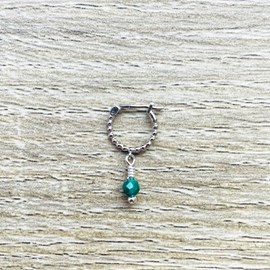 Mini créole boule malachite verte argent