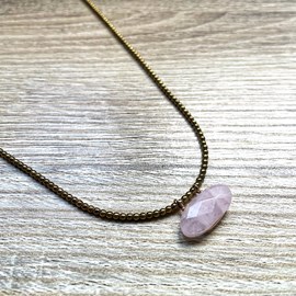 Collier quartz rose hématites tiana