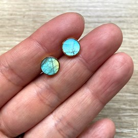 Puces d'oreilles billie labradorite or