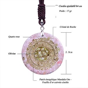 Collier méditation om quartz rose maman