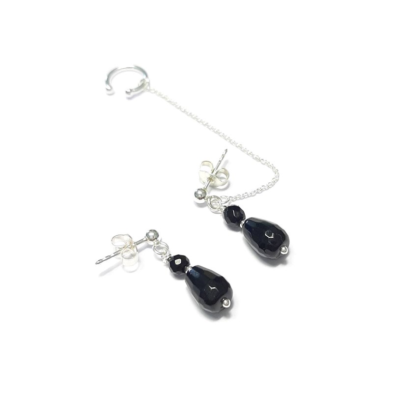 Andrea Chereau - Bijou d'oreille chaînette onyx